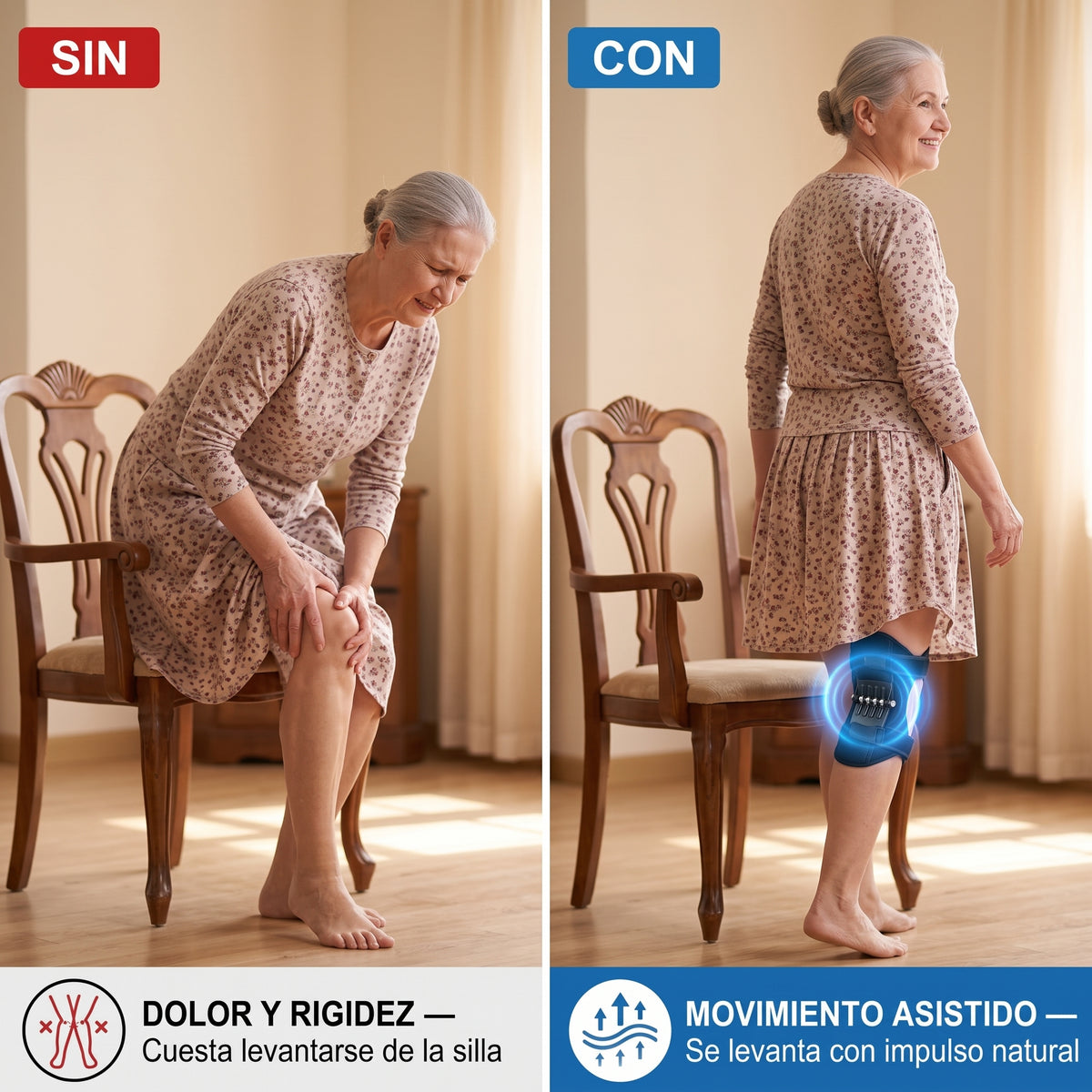 1+1 GRATIS | GenuEsqueleto  - Doble Resorte Tecnológico de Alto Rendimiento, Hace el Esfuerzo por tí, Recupera tus rodillas de hace 30 años al momento o te devolvemos el dinero. 1 PAR, 60 Días de prueba. *Talla Universal