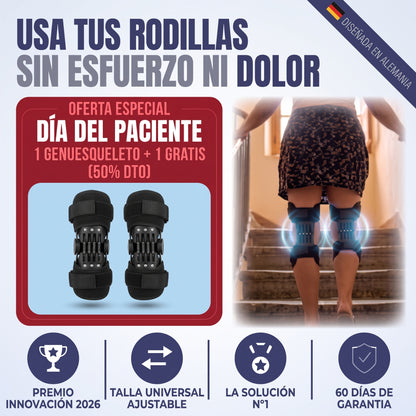 1+1 GRATIS | GenuEsqueleto  - Doble Resorte Tecnológico de Alto Rendimiento, Hace el Esfuerzo por tí, Recupera tus rodillas de hace 30 años al momento o te devolvemos el dinero. 1 PAR, 60 Días de prueba. *Talla Universal
